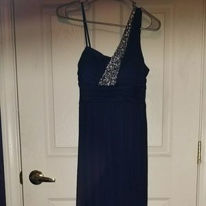 dark blue gown
